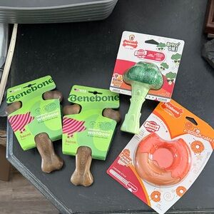 Nylabone & Benebone Assorted Dog Chew Toy Bundle - Green, Orange, Brown